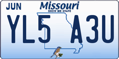 MO license plate YL5A3U