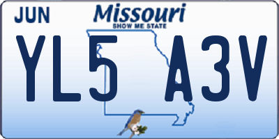MO license plate YL5A3V