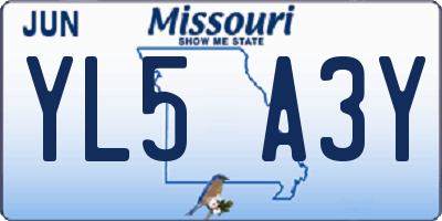 MO license plate YL5A3Y