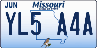 MO license plate YL5A4A