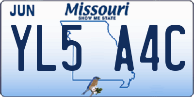 MO license plate YL5A4C