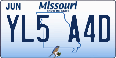 MO license plate YL5A4D