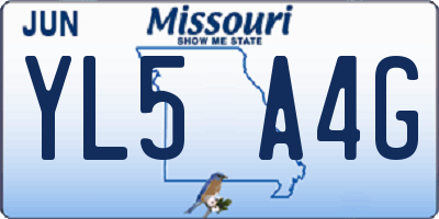 MO license plate YL5A4G