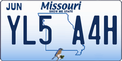 MO license plate YL5A4H
