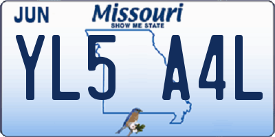 MO license plate YL5A4L