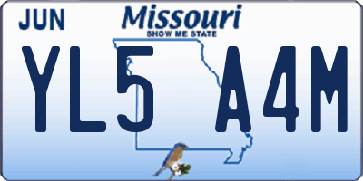 MO license plate YL5A4M