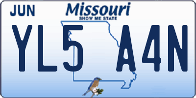 MO license plate YL5A4N