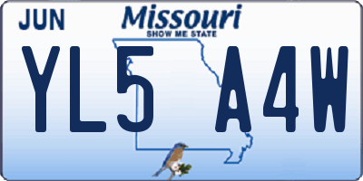 MO license plate YL5A4W