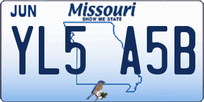 MO license plate YL5A5B
