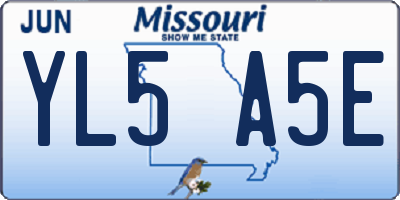 MO license plate YL5A5E