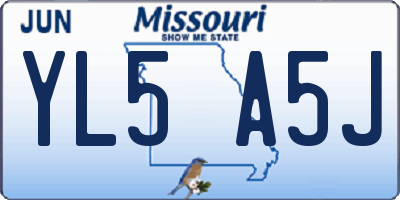 MO license plate YL5A5J