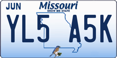 MO license plate YL5A5K