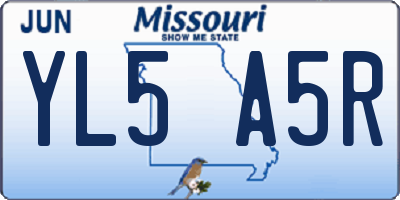 MO license plate YL5A5R