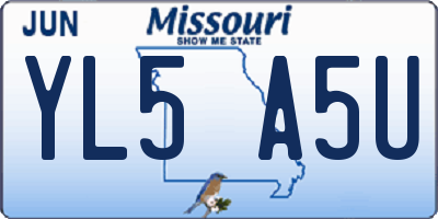 MO license plate YL5A5U