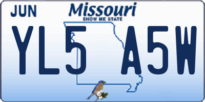 MO license plate YL5A5W