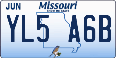 MO license plate YL5A6B