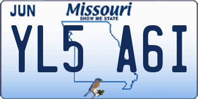 MO license plate YL5A6I