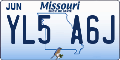 MO license plate YL5A6J