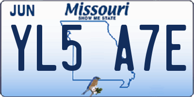 MO license plate YL5A7E
