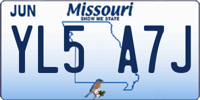 MO license plate YL5A7J