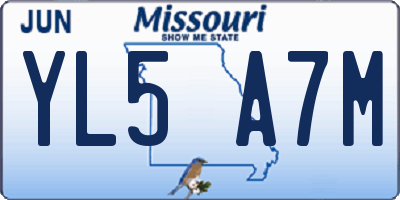 MO license plate YL5A7M