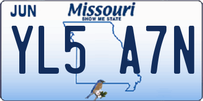 MO license plate YL5A7N