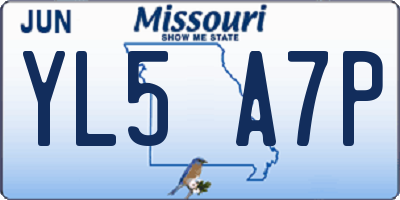 MO license plate YL5A7P