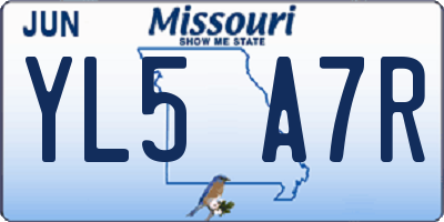 MO license plate YL5A7R