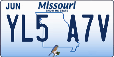 MO license plate YL5A7V