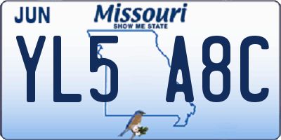 MO license plate YL5A8C