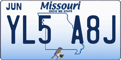 MO license plate YL5A8J