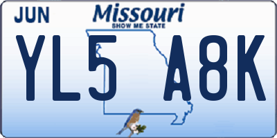 MO license plate YL5A8K