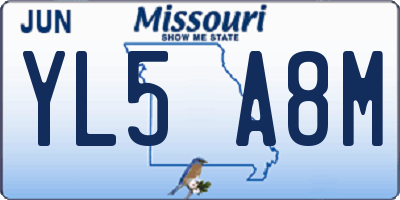 MO license plate YL5A8M