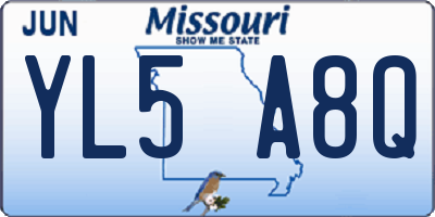MO license plate YL5A8Q