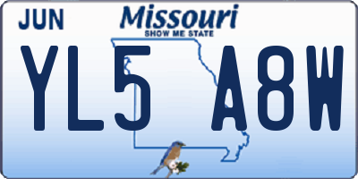MO license plate YL5A8W