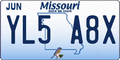 MO license plate YL5A8X