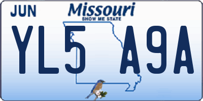 MO license plate YL5A9A