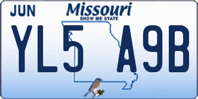 MO license plate YL5A9B