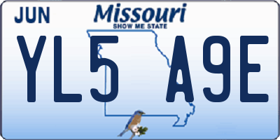 MO license plate YL5A9E
