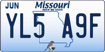 MO license plate YL5A9F