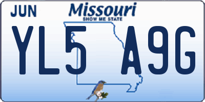 MO license plate YL5A9G