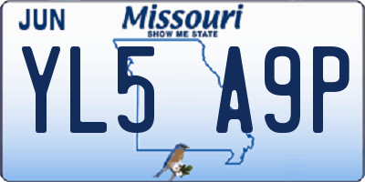 MO license plate YL5A9P