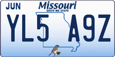 MO license plate YL5A9Z