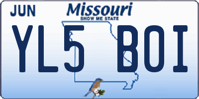 MO license plate YL5B0I