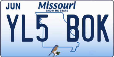 MO license plate YL5B0K