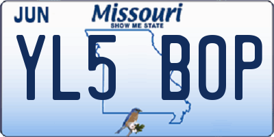 MO license plate YL5B0P