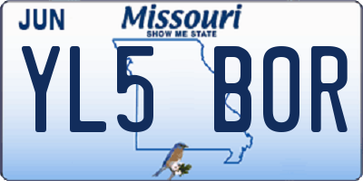 MO license plate YL5B0R