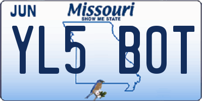 MO license plate YL5B0T