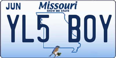 MO license plate YL5B0Y