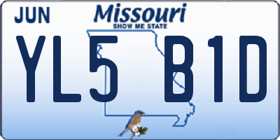 MO license plate YL5B1D